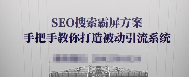 SEO搜索霸屏方案，手把手教你打造被动引流系统【视频课程】-优优资源网