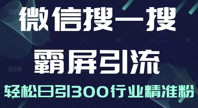 微信搜一搜霸屏引流课，打造被动精准引流系统，轻松日引300行业精准粉【无水印】-优优资源网
