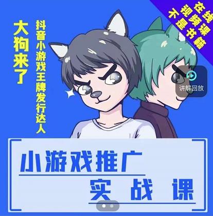大狗来了：小游戏推广实战课，带你搭建一个游戏推广变现账号-优优资源网