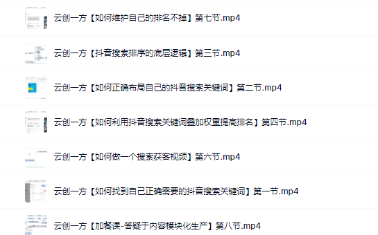 云创一方2022抖音SEO系列课程，教你如何快速上抖音搜索排名第一-优优资源网