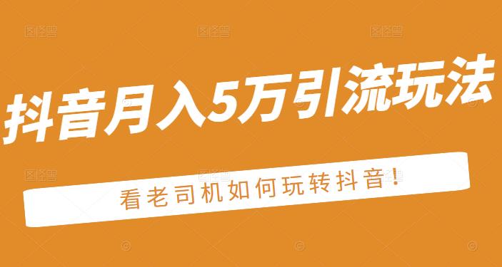 老古董·抖音月入5万引流玩法，看看老司机如何玩转抖音(附赠：抖音另类引流思路)-优优资源网