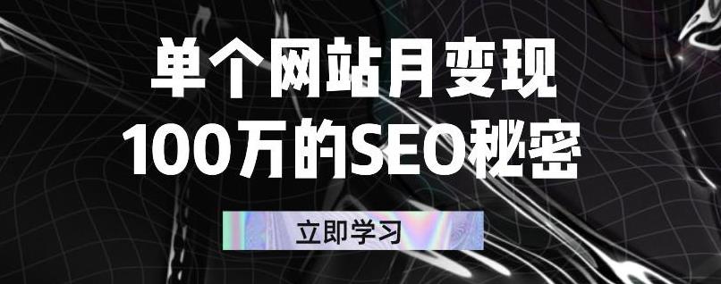 单个网站月变现100万的SEO秘密，百分百做出赚钱站点-优优资源网