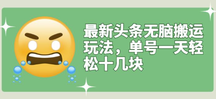 最新头条无脑搬运玩法，单号一天轻松十几块【视频教程 搬运软件】-优优资源网