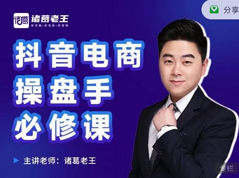 诸葛老王-抖音电商操盘手必修课：顶层设计，​起号破局，爆款运营，数据分析-优优资源网