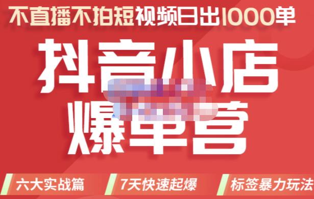 2022年抖音小店爆单营，不直播、不拍短视频、日出1000单，暴力玩法-优优资源网