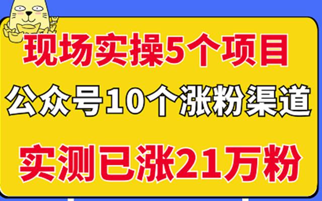 现场实操5个公众号项目，10个涨粉渠道，实测已涨21万粉！-优优资源网