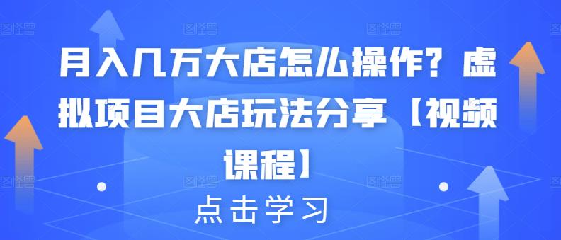 月入几万大店怎么操作？虚拟项目大店玩法分享【视频课程】-优优资源网