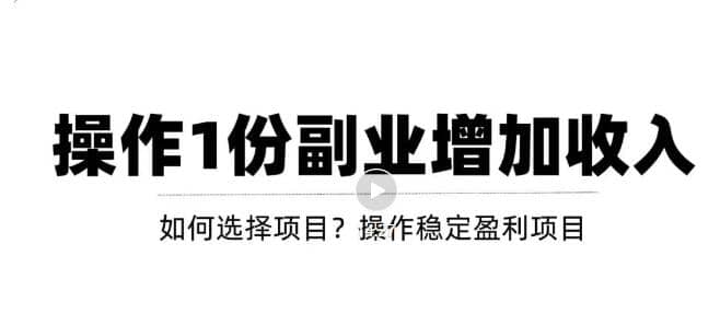 新手如何通过操作副业增加收入，从项目选择到玩法分享！【视频教程】-优优资源网