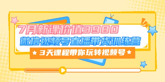 微信视频号直播带货训练营，3天课程带你玩转视频号：7月新课价值3980-优优资源网