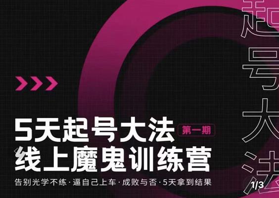 五天起号魔鬼训练营，告别光学不练，逼自己上车，成败与否，5天拿到结果-优优资源网