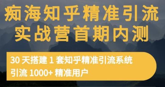 痴海知乎精准引流实战营1-2期，30天搭建1套知乎精准引流系统，引流1000 精准用户-优优资源网