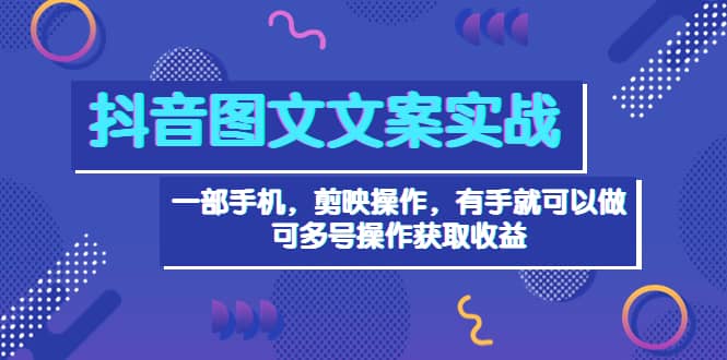 抖音图文毒文案实战：一部手机 剪映操作 有手就能做，单号日入几十 可多号-优优资源网