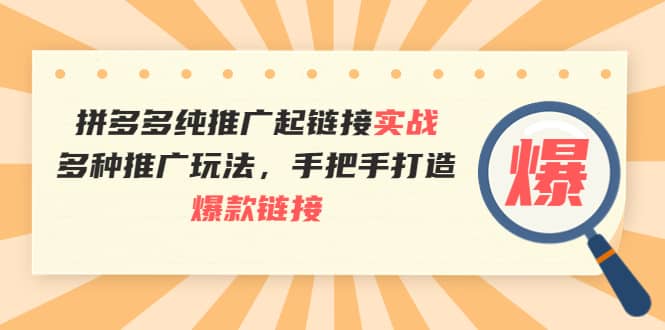 拼多多纯推广起链接实战：多种推广玩法，手把手打造爆款链接-优优资源网