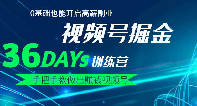 【视频号掘金营】36天手把手教做出赚钱视频号，0基础也能开启高薪副业-优优资源网