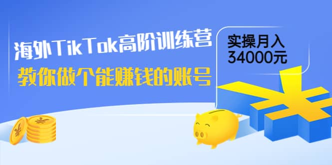 海外TikTok高阶训练营：教你做个能赚钱的账号，实操月入34000元！-优优资源网