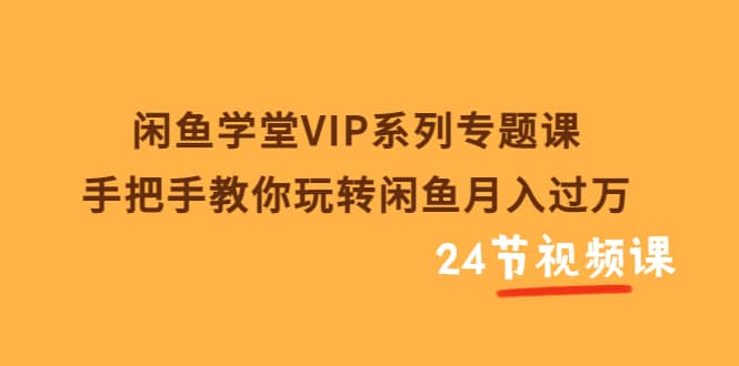 闲鱼学堂VIP系列专题课：手把手教你玩转闲鱼月入过万（共24节视频课）-优优资源网