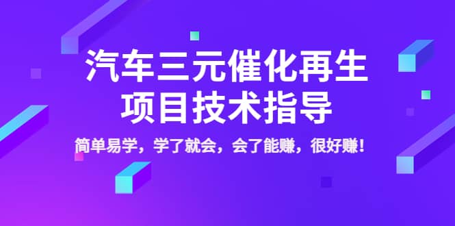 汽车三元催化再生项目技术指导，简单易学，学了就会，会了能赚，很好赚！-优优资源网