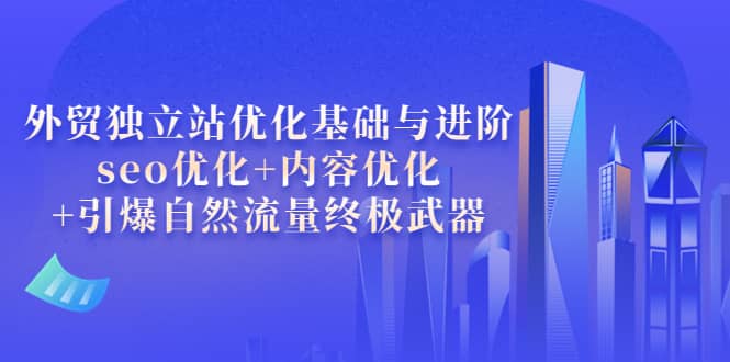 外贸独立站优化基础与进阶，seo优化 内容优化 引爆自然流量终极武器-优优资源网