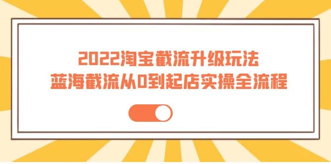 2022淘宝截流升级玩法：蓝海截流从0到起店实操全流程 价值千元-优优资源网