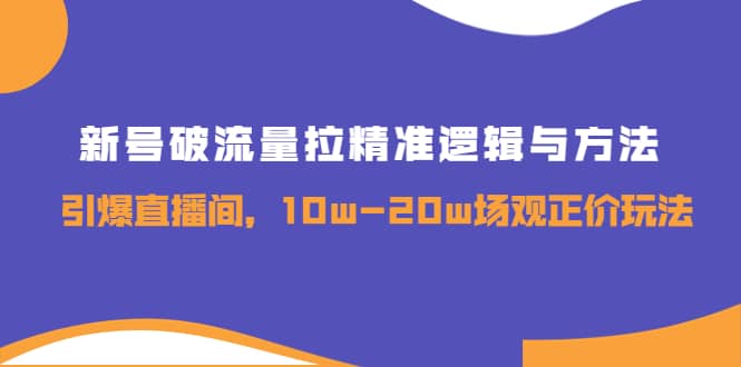 新号破流量拉精准逻辑与方法，引爆直播间，10w-20w场观正价玩法-优优资源网