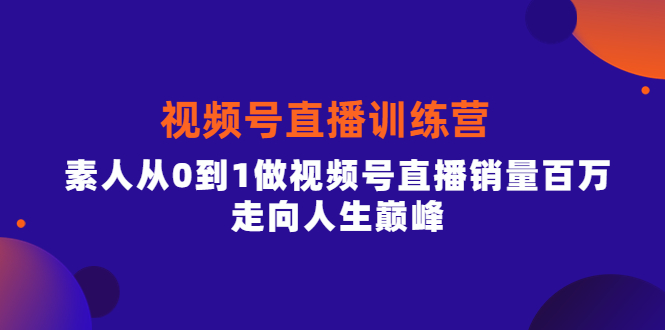 视频号直播训练营，素人从0到1做视频号直播销量百万，走向人生巅峰-优优资源网