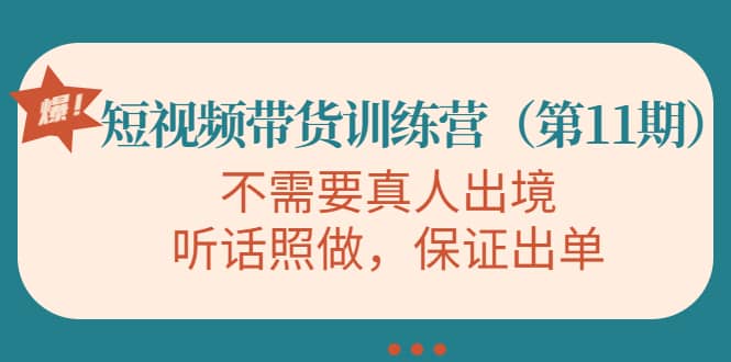 短视频带货训练营（第11期），不需要真人出境，听话照做，保证出单-优优资源网