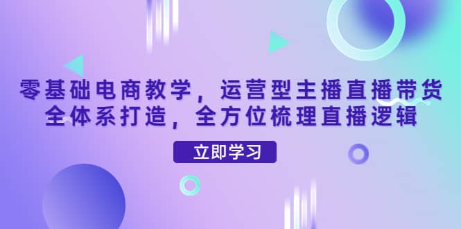 零基础电商教学，运营型主播直播带货全体系打造，全方位梳理直播逻辑-优优资源网