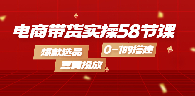 电商带货实操58节课，爆款选品，豆荚投放，0-1的搭建-优优资源网