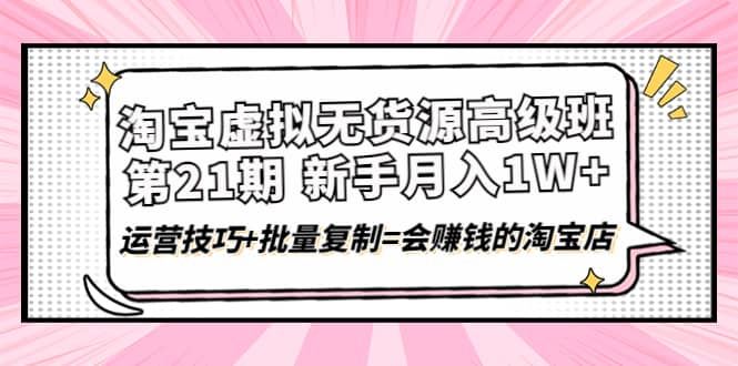 淘宝虚拟无货源高级班【第21期】运营技巧 批量复制=会赚钱的淘宝店-优优资源网