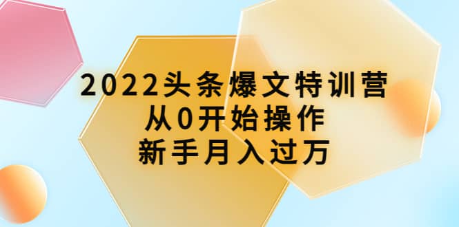 2022头条爆文特训营：从0开始操作，新手月入过万（16节课时）-优优资源网