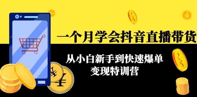 一个月学会抖音直播带货：从小白新手到快速爆单变现特训营(63节课)-优优资源网