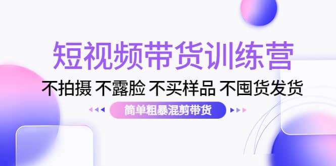 短视频带货训练营：不拍摄 不露脸 不买样品 不囤货发货 简单粗暴混剪带货-优优资源网