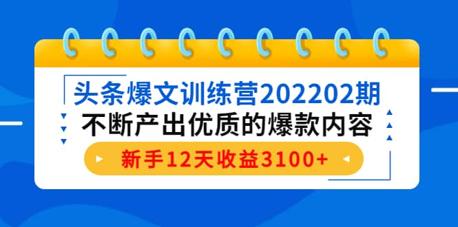 头条爆文训练营202202期，不断产出优质的爆款内容-优优资源网