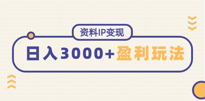 资料IP变现，持续性盈利玩法-优优资源网