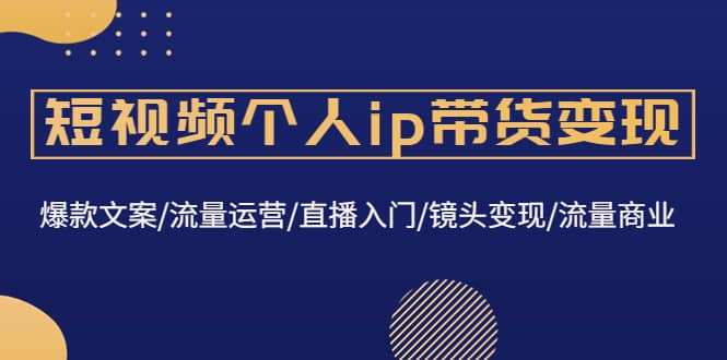 短视频个人ip带货变现：爆款文案/流量运营/直播入门/镜头变现/流量商业-优优资源网