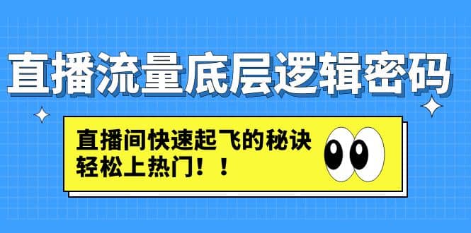 直播流量底层逻辑密码：直播间快速起飞的秘诀，轻松上热门-优优资源网