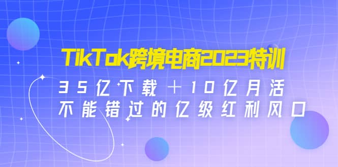 TikTok跨境电商2023特训：35亿下载＋10亿月活，不能错过的亿级红利风口-优优资源网