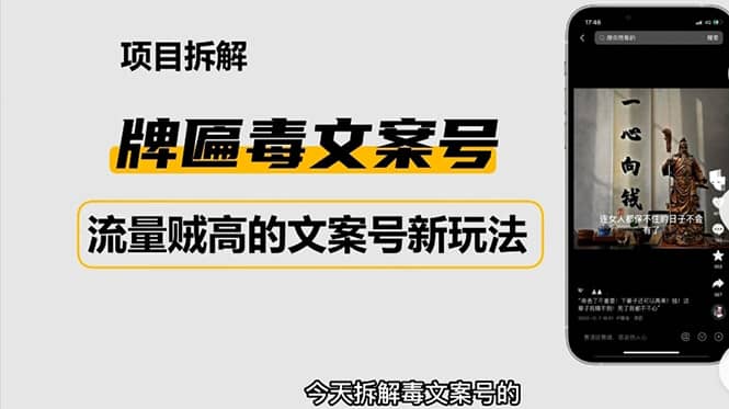 2023抖音快手毒文案新玩法，牌匾文案号，起号快易变现-优优资源网