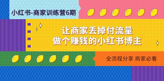 小红书-商家训练营12期：让商家丢掉付流量-优优资源网