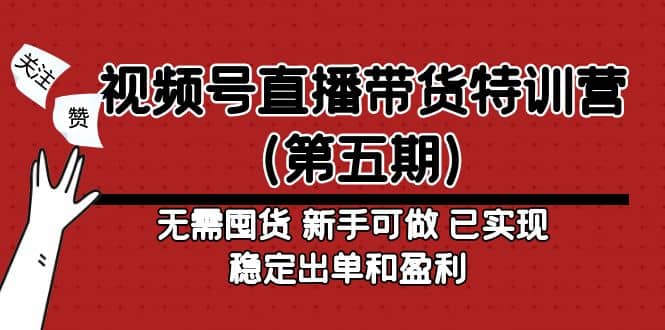 视频号直播带货特训营（第五期）无需囤货 新手可做 已实现稳定出单和盈利-优优资源网