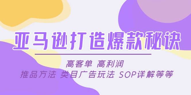 亚马逊打造爆款秘诀：高客单 高利润 推品方法 类目广告玩法 SOP详解等等-优优资源网