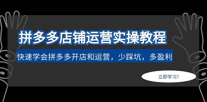 拼多多店铺运营实操教程：快速学会拼多多开店和运营，少踩坑，多盈利-优优资源网