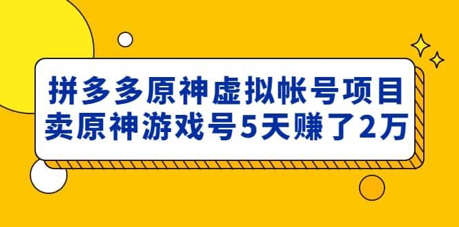 外面卖2980的拼多多原神虚拟帐号项目-优优资源网