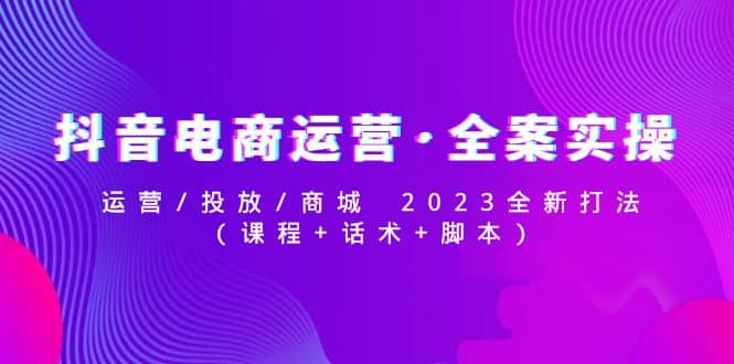 抖音电商运营·全案实操：运营/投放/商城 2023全新打法-优优资源网