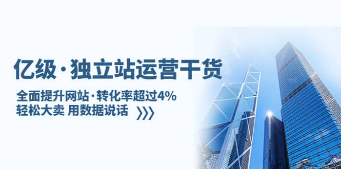独立站运营干货：全面提升网站·转化率超过4%，轻松大卖 用数据说话-优优资源网