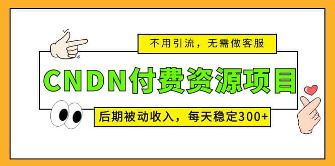CNDN付费资源项目，不用引流，无需做客服，后期被动收入-优优资源网
