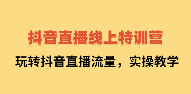 抖音直播线上特训营：玩转抖音直播流量，实操教学-优优资源网