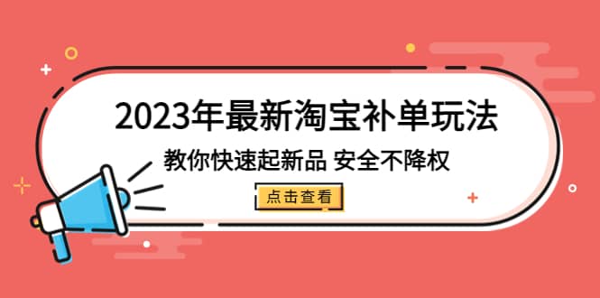 2023年最新淘宝补单玩法，教你快速起·新品，安全·不降权（18课时）-优优资源网
