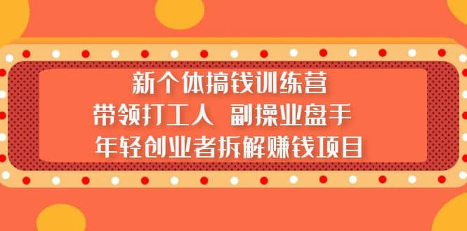 新个体搞钱训练营：带领打工人 副操业盘手 年轻创业者拆解赚钱项目-优优资源网