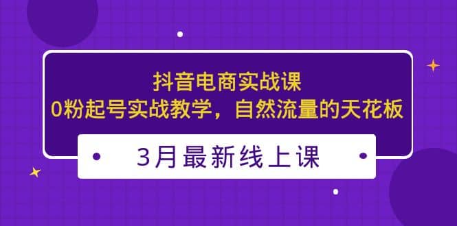3月最新抖音电商实战课：0粉起号实战教学，自然流量的天花板-优优资源网